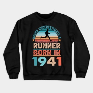 Runner born in 1944 80th Birthday Gift Running Dad Crewneck Sweatshirt